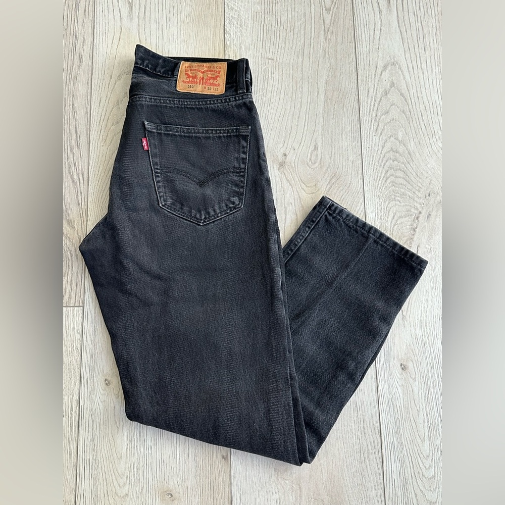 Levi's Men's Dark Gray 550 Straight Jeans